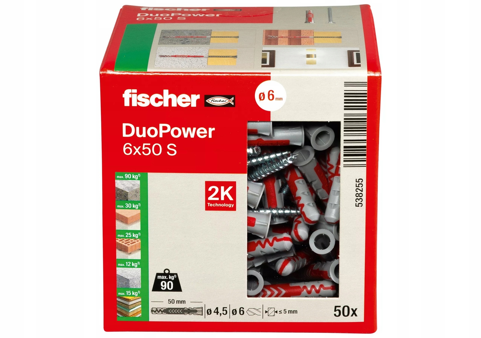 Fischer Univerzální upevnění s vrutem Duopower 6X50 S 50 Ks