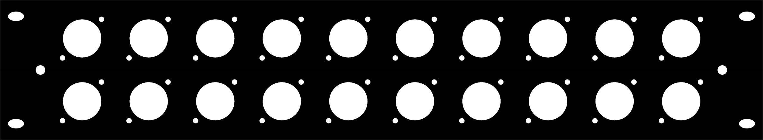 Maskovací panel pro krytku 20 zásuvek Xlr Rack 19 2U hliník Thon 20XLR