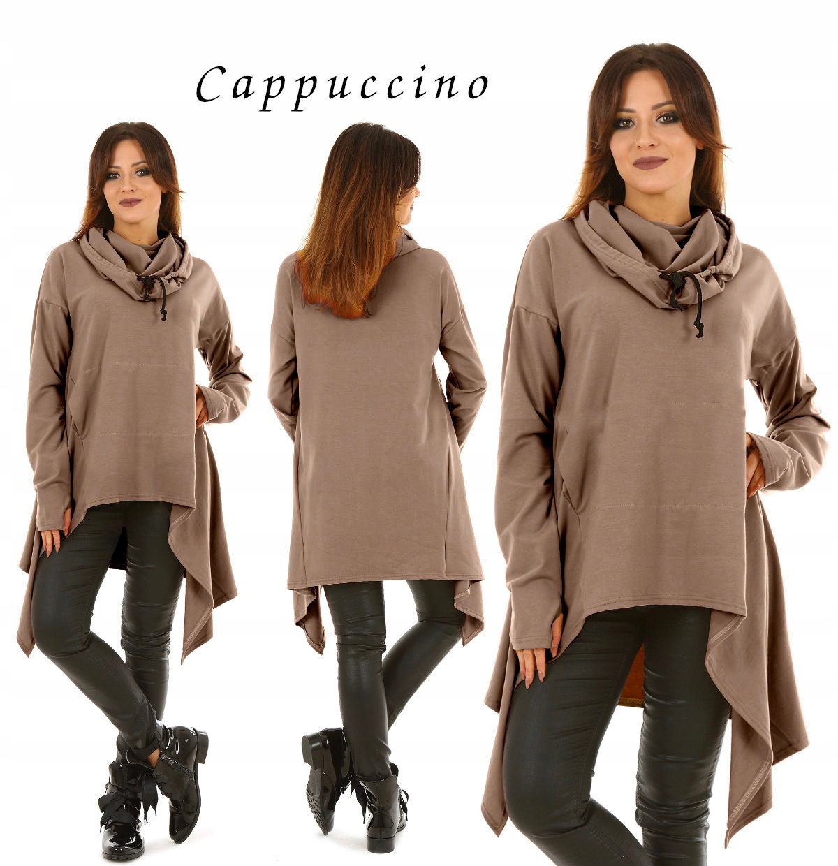 

F331 Thumb Holes Asymetryczna Bluza szalokaptur