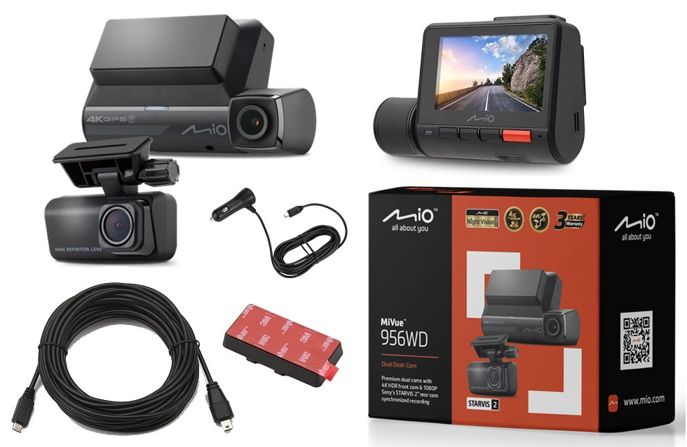 WIDEOREJESTRATOR MIO MIVUE 956WD Dual PRZÓD + TYŁ KAMERA SAMOCHODOWA 4K HDR