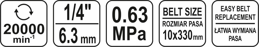 SZLIFIERKA PNEUMATYCZNA TASMOWA YATO YT 09741 Working Pressure 6 3 bar