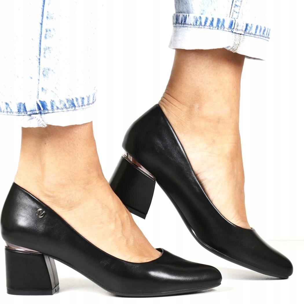 iButy Lodičky Dámské Polobotky Na Klocku Béžové Elegantní Černé Módní New