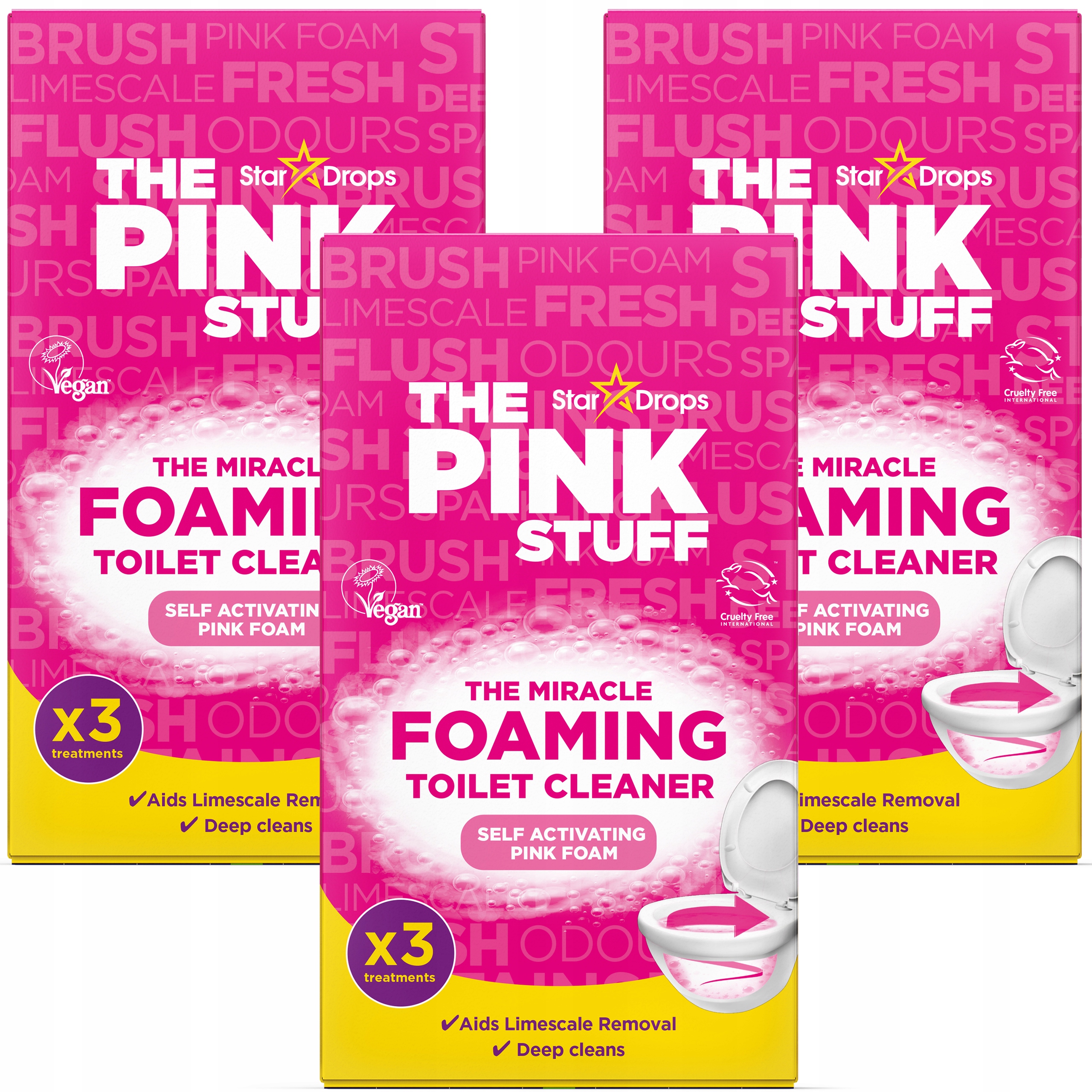 Levně The Pink Stuff Aktivní Pěna Čistící prášek Wc sáčky 9x100 g