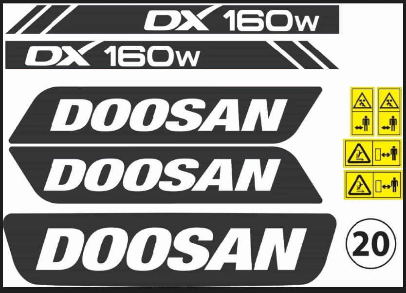 štítek, logo na kapotu bagr Doosan DX 160W