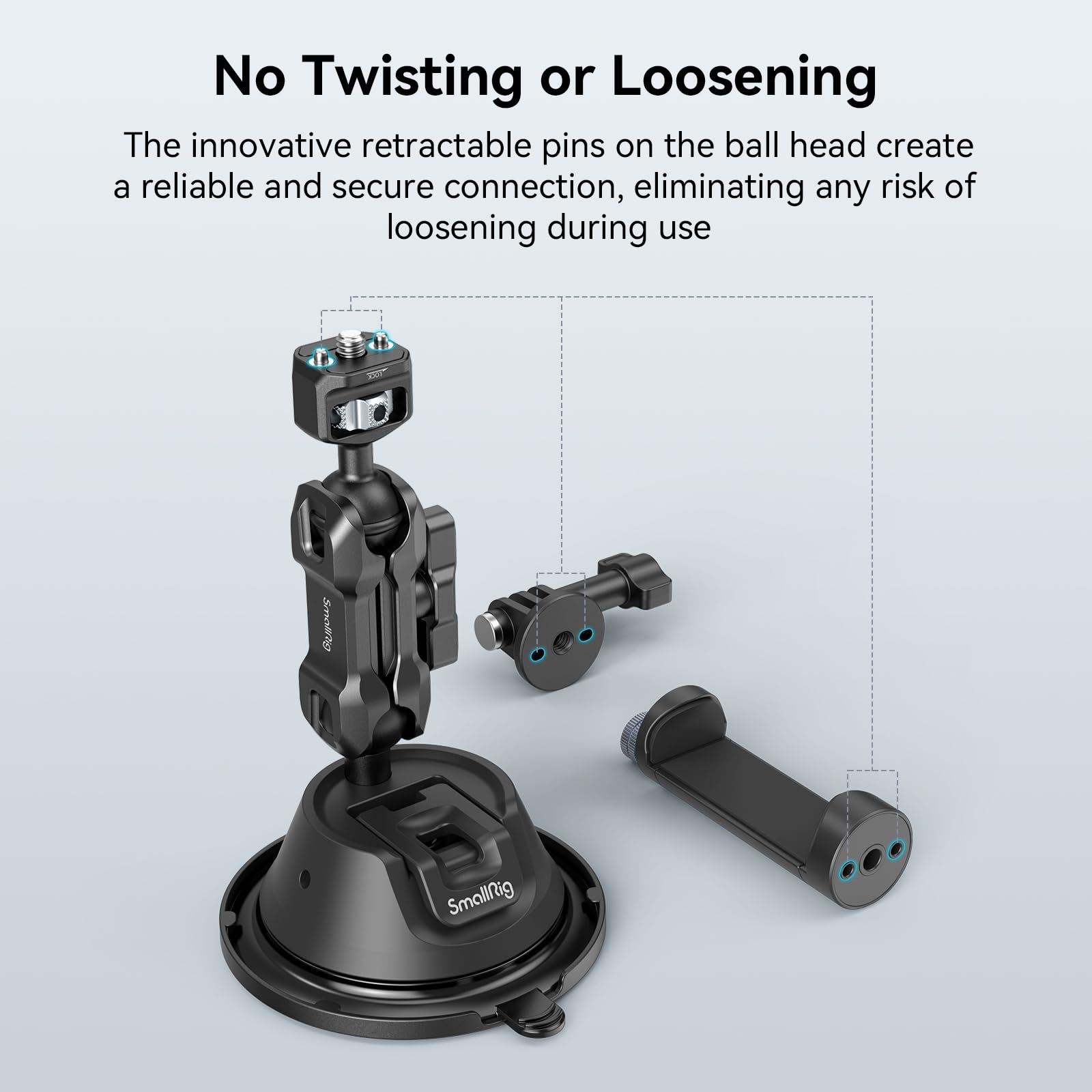 Uchwyt Przyssawkowy Do Auta Telefon GoPro DJI Insta360 Magic Arm SMALLRIG — miniatura 3