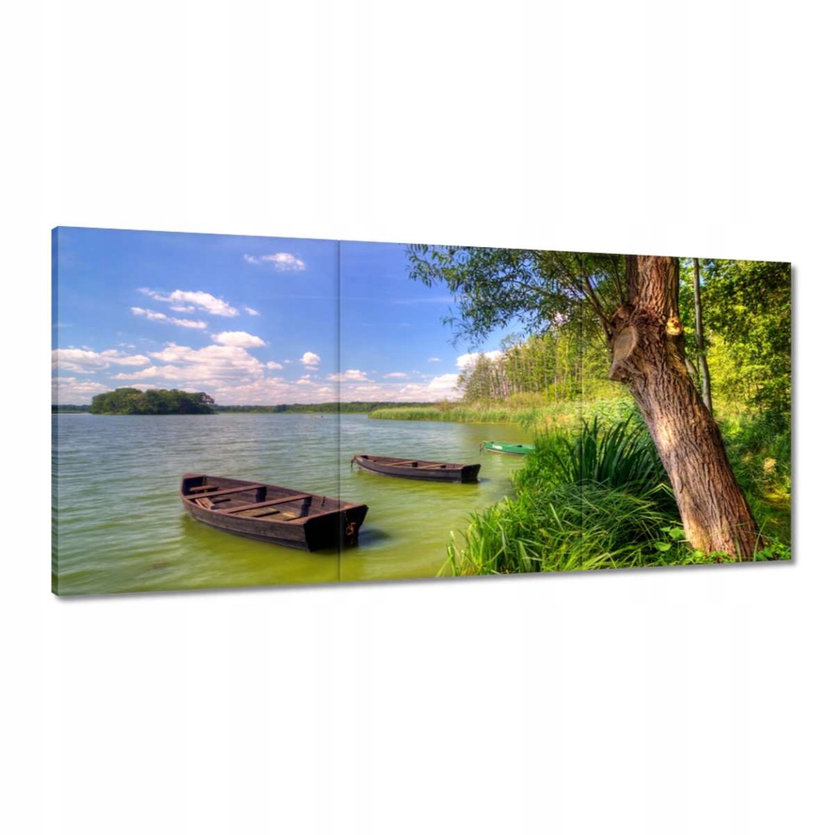 Obrazy 210x100 Rybárske člny Jazero