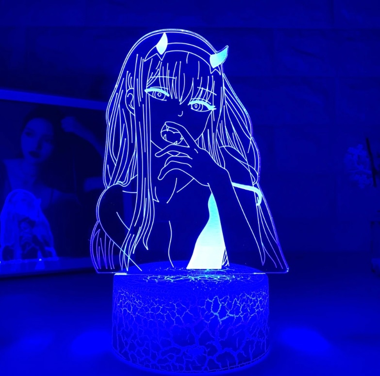 Lampka Nocna Zero Two Anime 16 kolorów LED PLEXIDO Długość/wysokość 20 cm