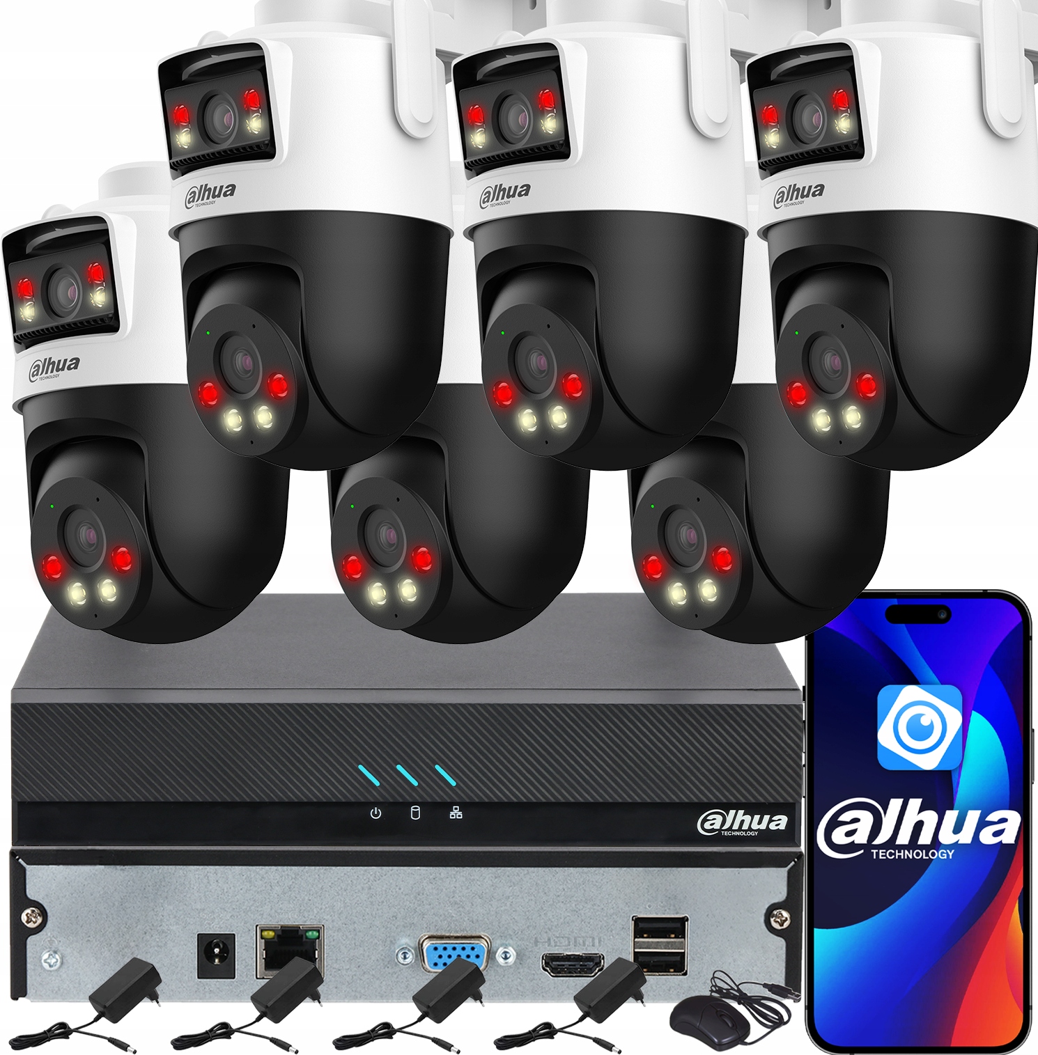 Monitorovací sada Dahua pro 6 kamer WiFi 5MPx P5D-5F-PV Dual Light Audio