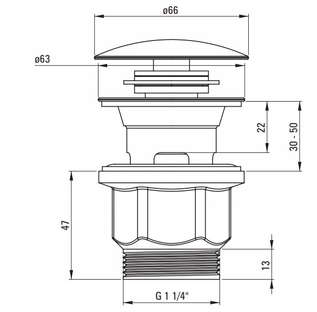 Syfon okrągły umywalkowy chrom + korek klik-klak do umywalki czarny mat Marka Hydro-Era