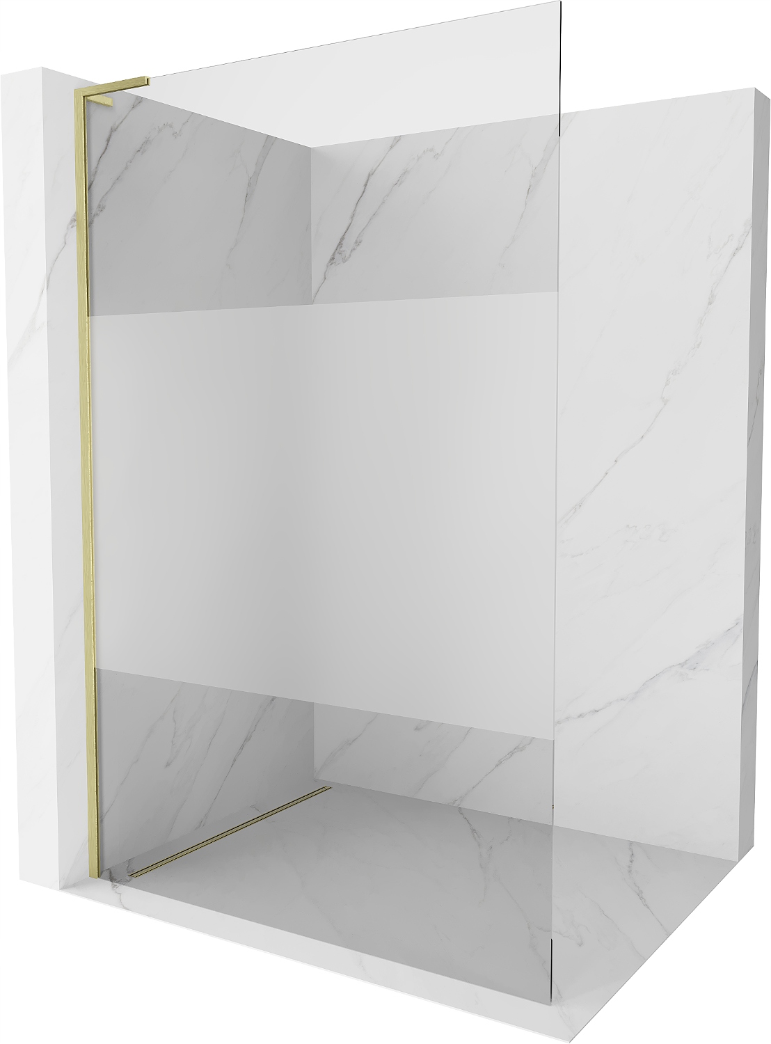 Mexen Kioto L Walk-in Sprchová Stěna 100x200cm, Zlato, Čirý/Saténový