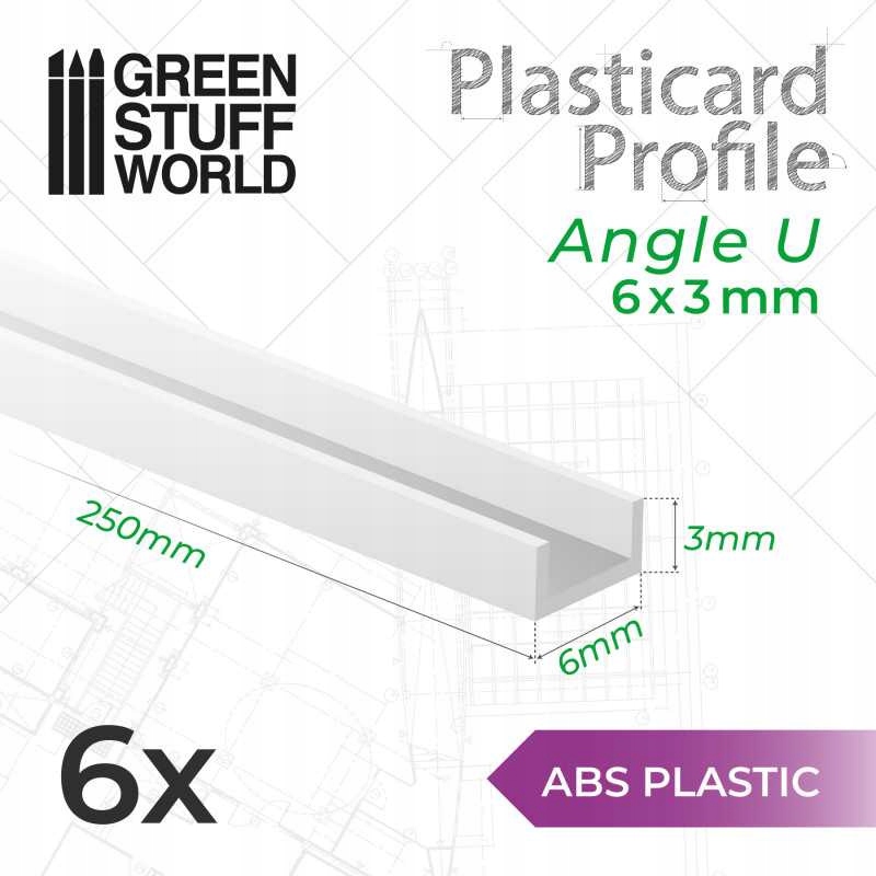 Abs Plasticard U-profile 6x3mm 6 szt.