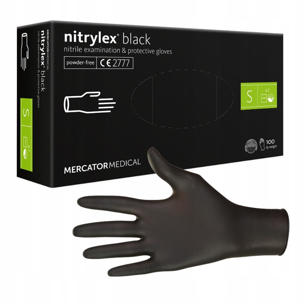 

Rękawice Nitrylowe Czarne S Nitrylex Black 100szt