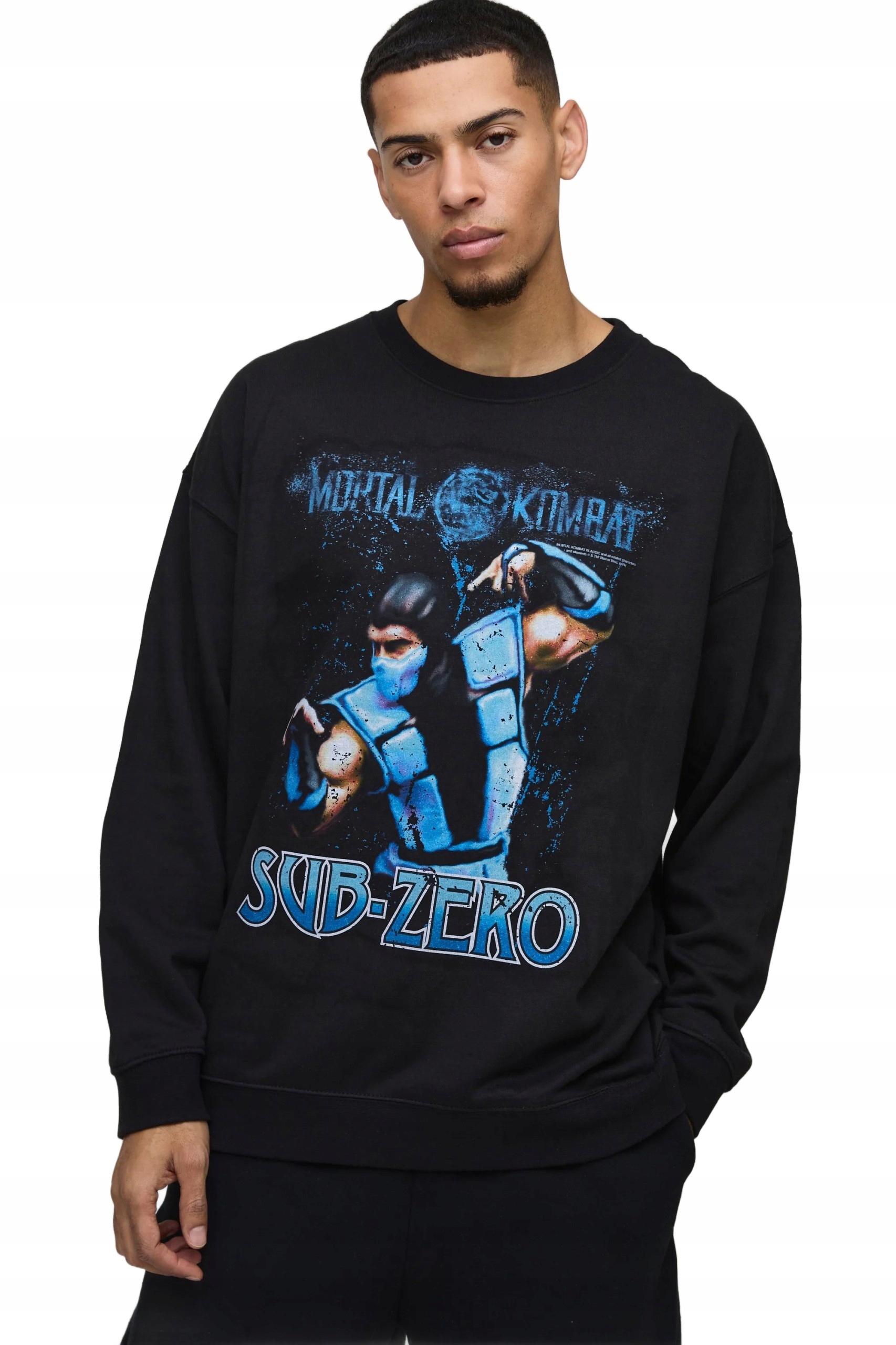 Boohooman Pánská Mikina Černá S Potiskem Sub-zero Dlouhý Rukáv Z3A