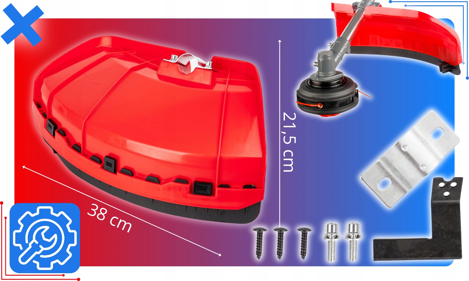 OSŁONA GŁOWICY DO KOSY SPALINOWEJ KOS SPALINOWYCH PODKASZARKI KOMPLETNA Średnica 21.5 mm