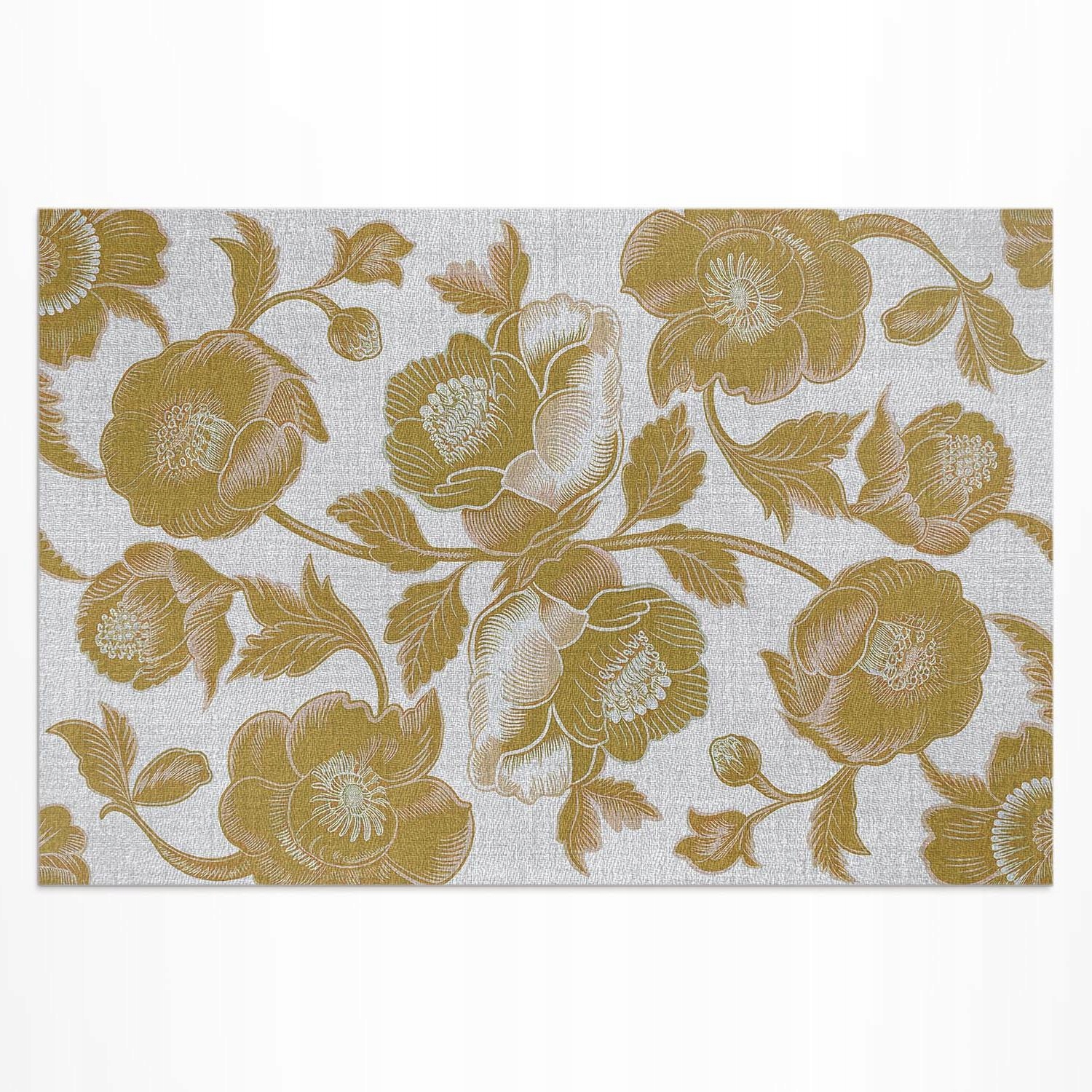 Vinylový koberec do záhrady na terasu s botanickým motívom v retro štýle 150 x 255 cm