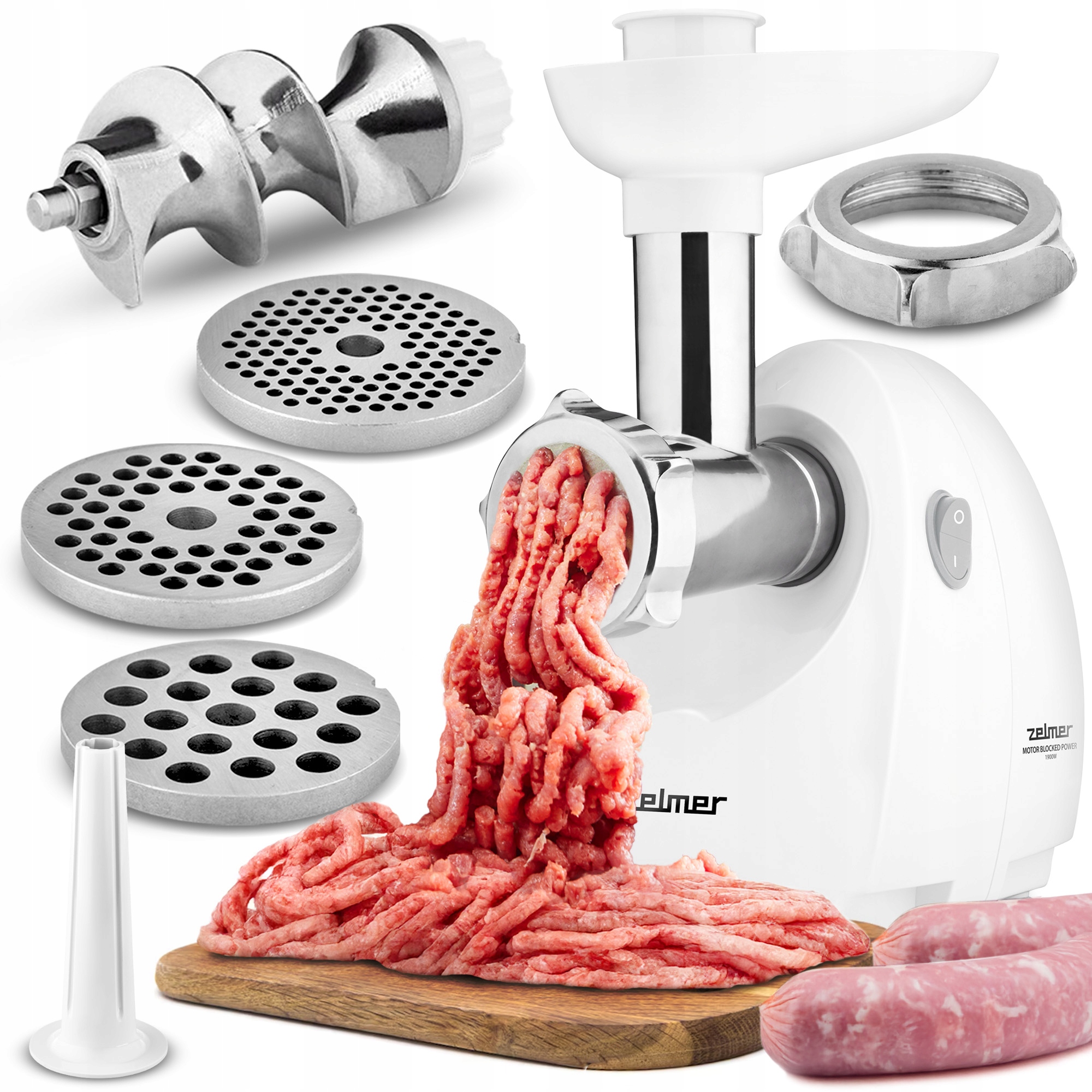 Мясорубка Zelmer ZMM4080B белый 1900 Вт