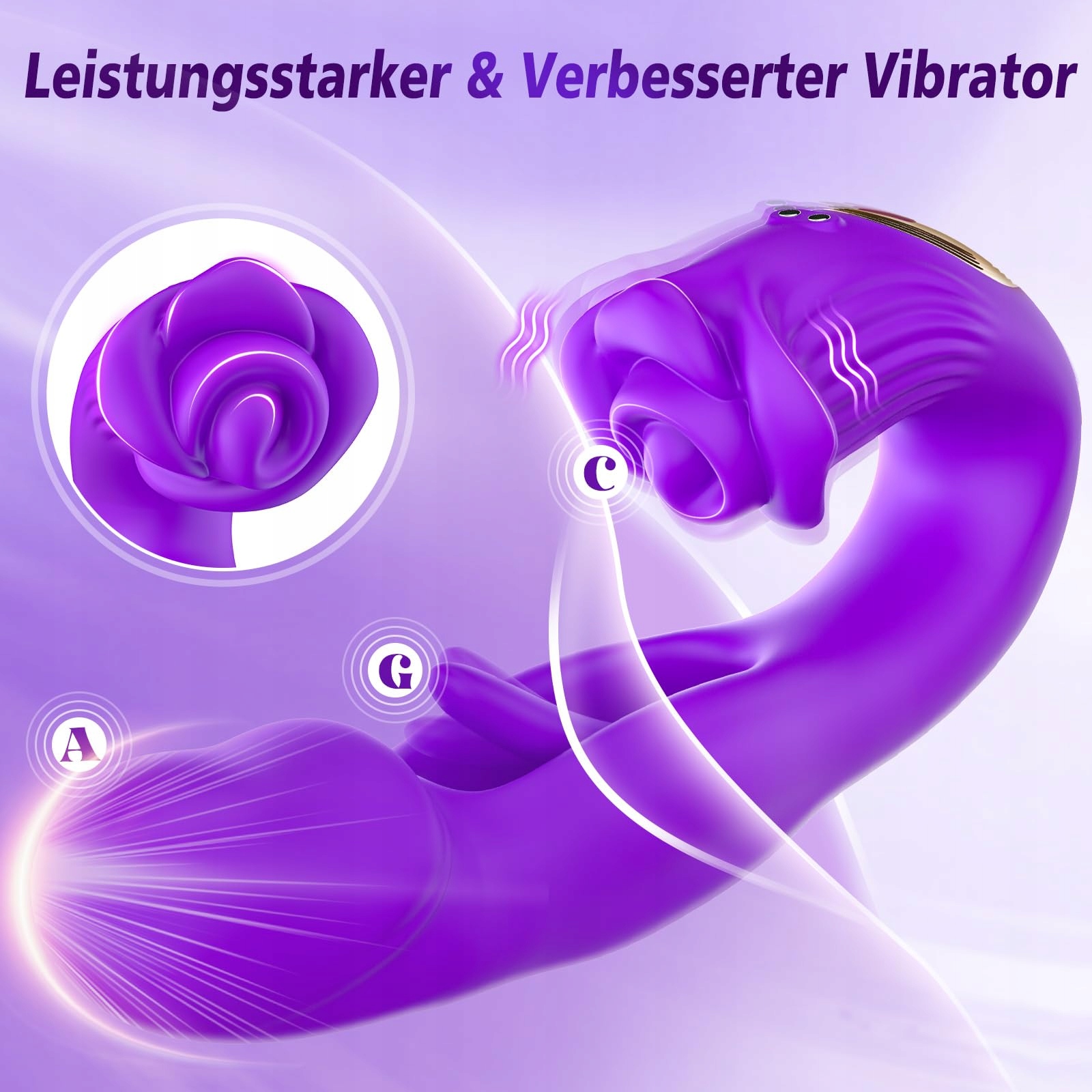 DILDO VIBRATOR Zestaw 3w1 dla Kobiet Klitoris Anal Stymulator z Aplikacją — miniatura 4