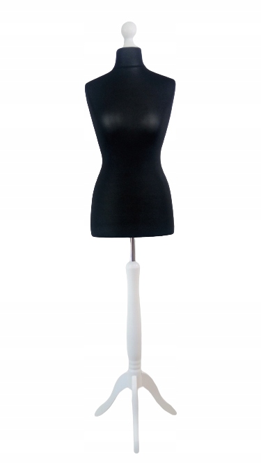 Krejčovský figurín 38 M černý stojan bílé dřevo