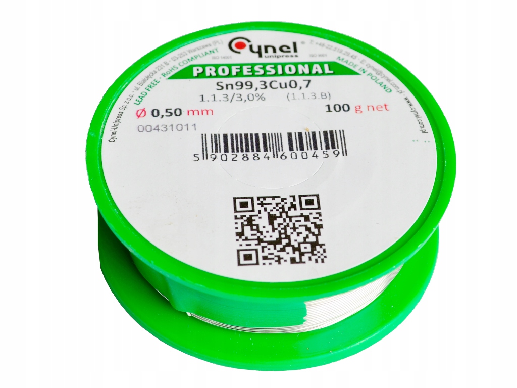 

Cyna Bezołowiowa 0,50mm 100g 0,1kg z topnikiem