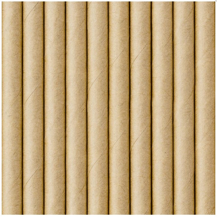 Słomki BIO papierowe gładkie kraft naturalne 25szt