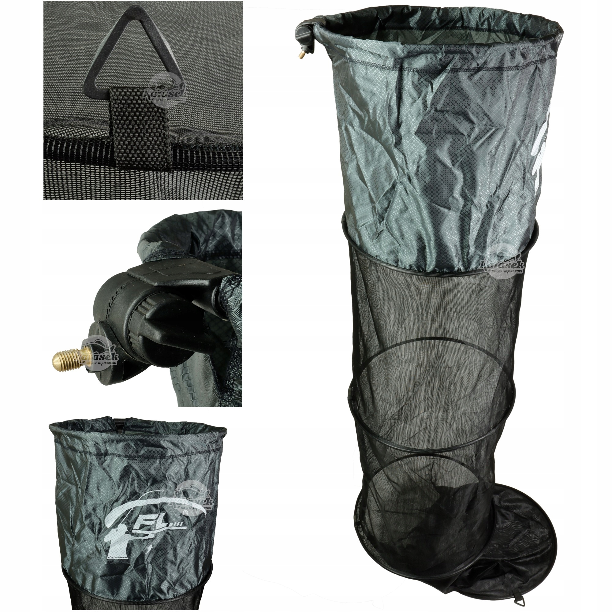 Siatka wędkarska okrągła sadzyk na ryby 200 x 45 cm z uchwytem na sztycę Fl