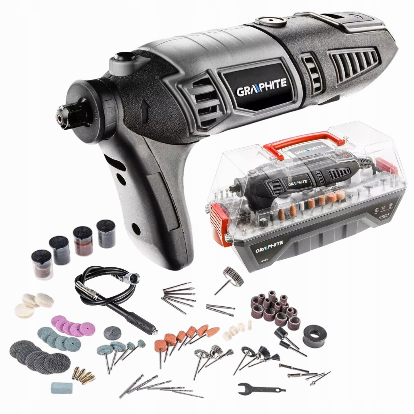 Miniszlifierka 170W case akcesoria Graphite 59G019