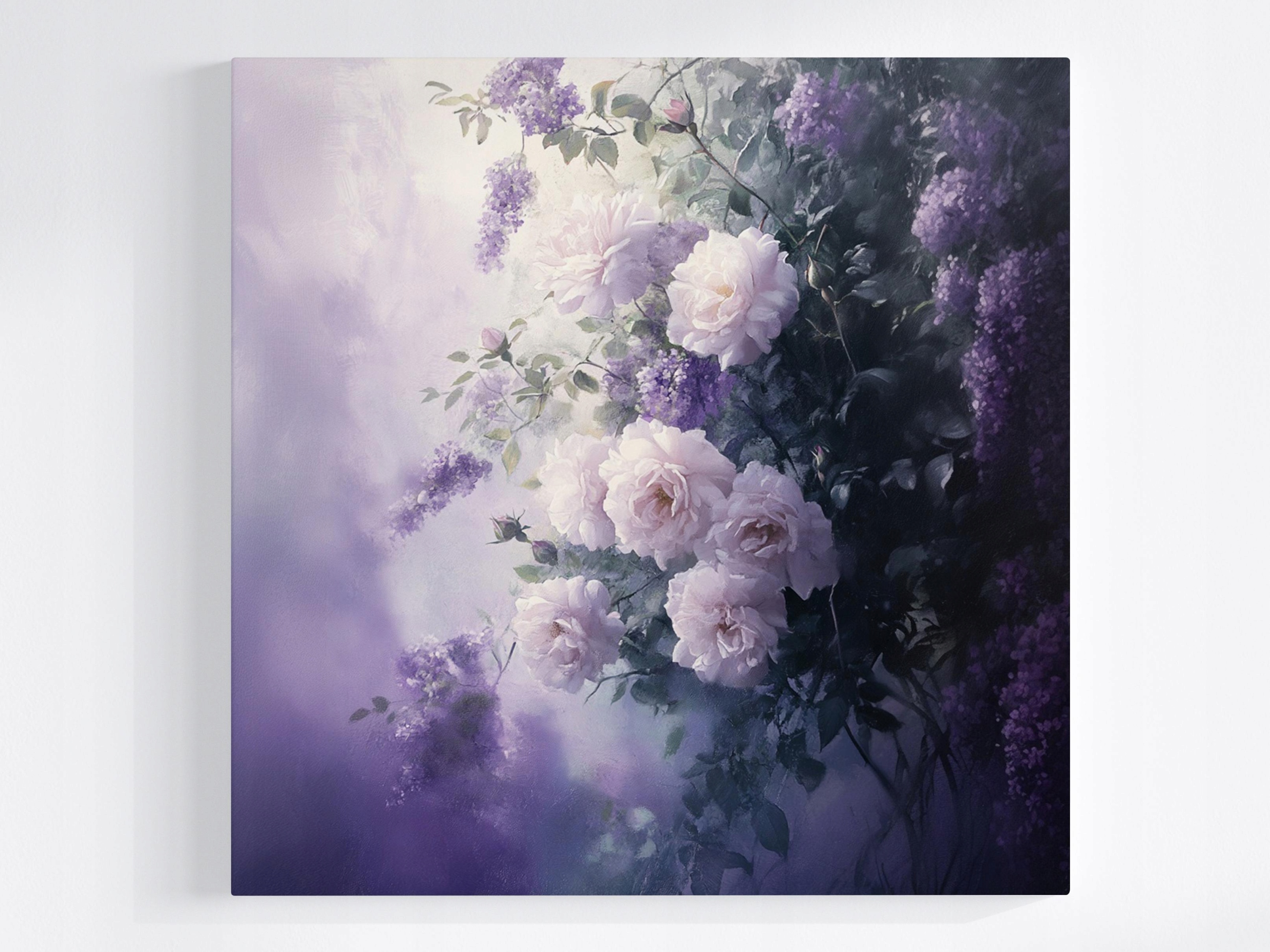 Obraz Na Plátně Canvas Fialové Květy Růže Bez Keřů Vintage 60x60