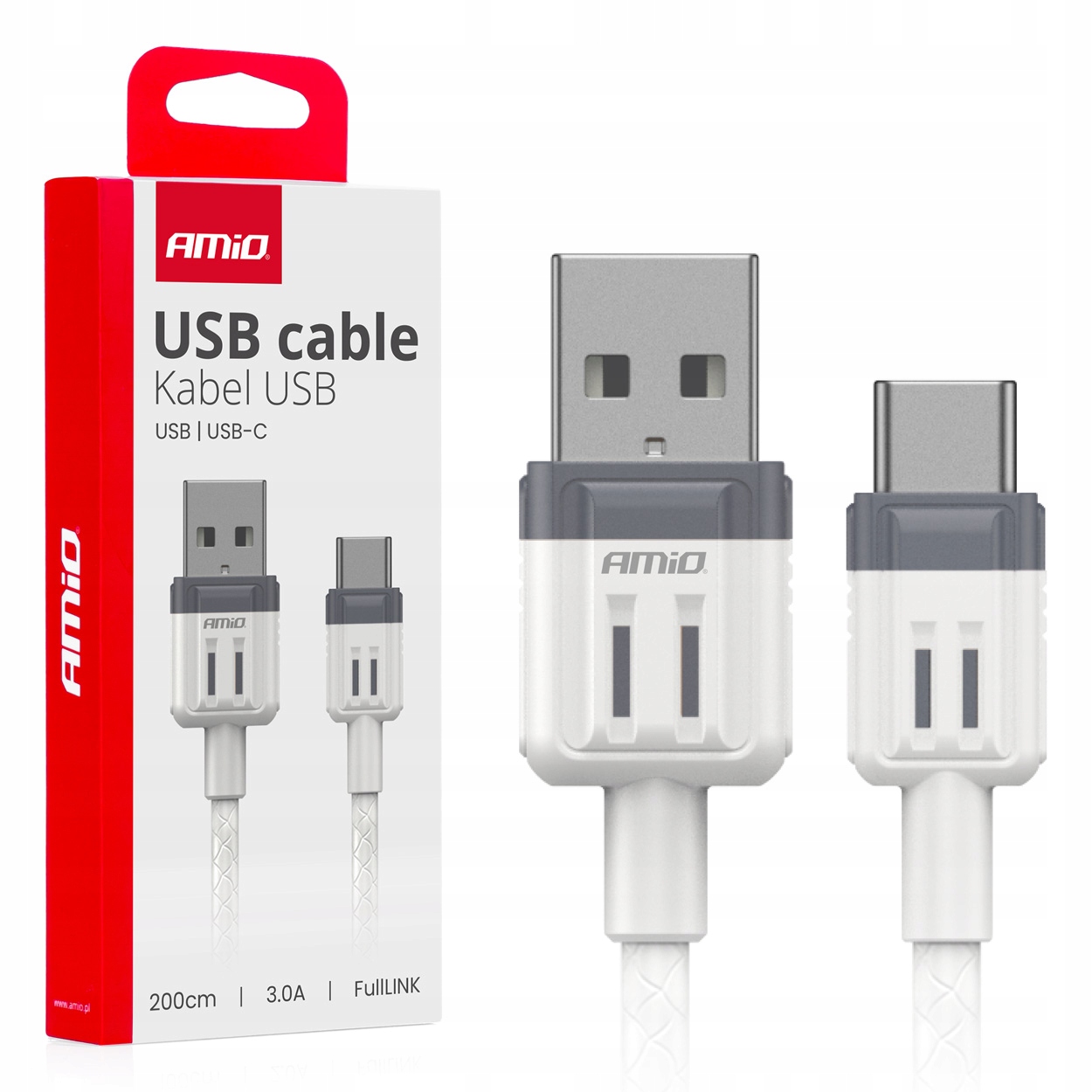 Kabel do ładowania Usb-a Usb-c 3A 200cm FullLINK AMIO-03906