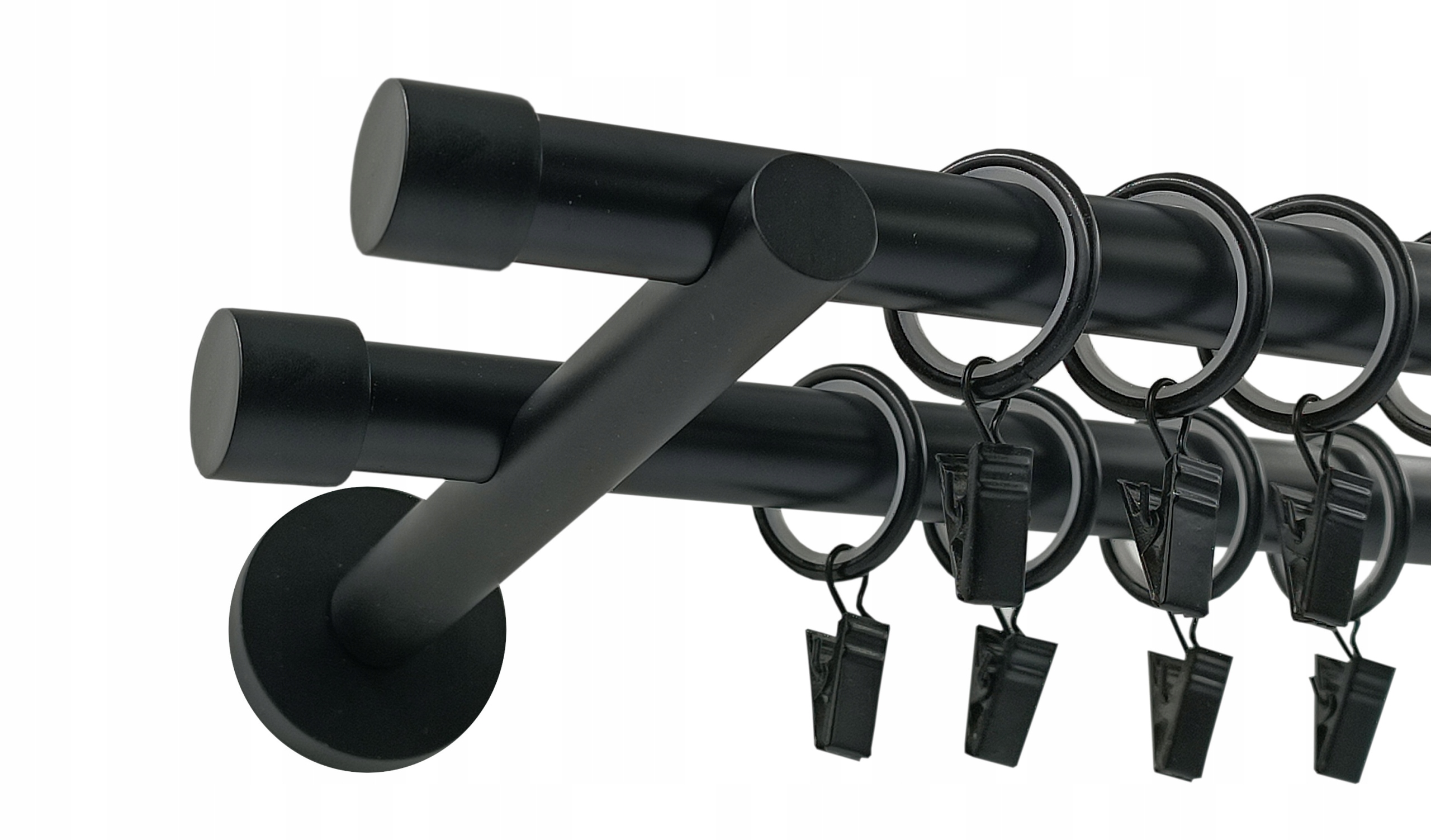 Garnýž Dvojitá Kovový 19+19 mm Černý 280 cm Luna