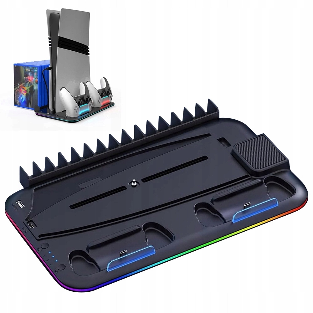Ładowarka Do Padów PS5 Podwójna Stacja Dokująca Chłodząca Rgb Led