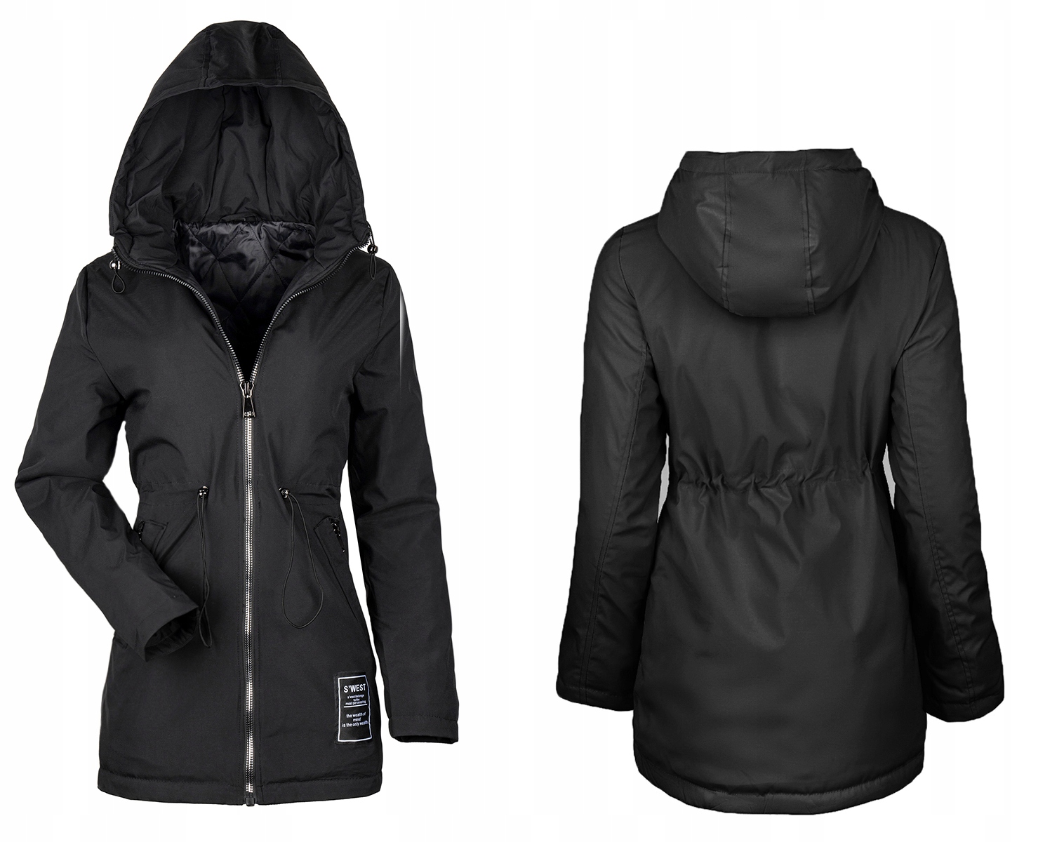 KURTKA PRZEJŚCIOWA TALIOWANA LEKKA WIOSENNA JESIENNA PARKA Z KAPTUREM S Marka Soprato