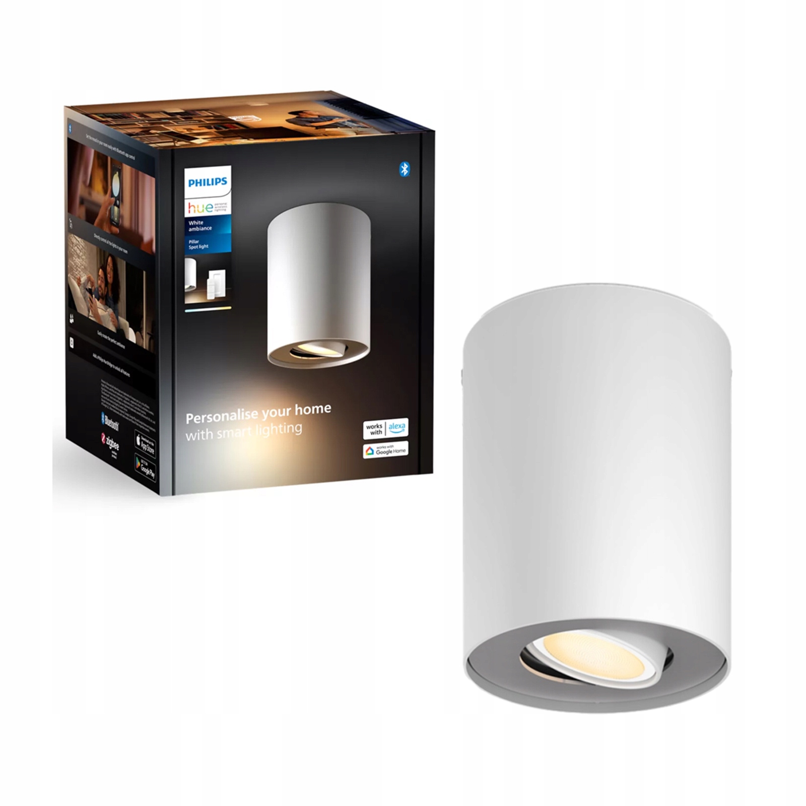 Nástenná stropná lampa Spot Pillar biela 4.2 W Cct Philips Hue