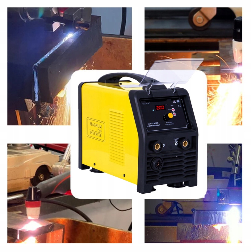 PRZECINARKA PLAZMA MAGNUM CUT 45 KOMPRESOR IGBT ALU 230V 200A 20-45A Waga produktu z opakowaniem jednostkowym 20 kg