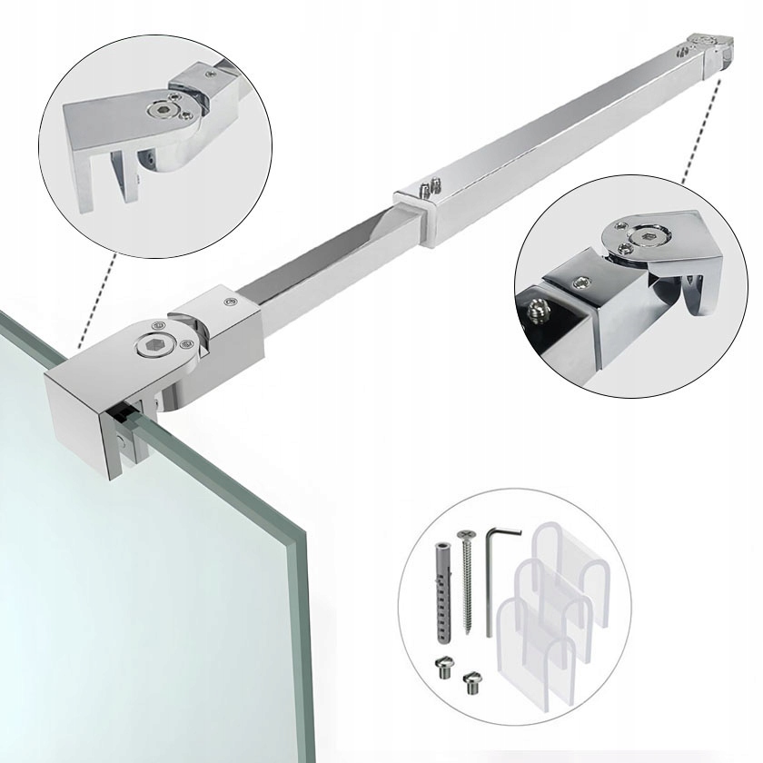 Držák pro sprchovou kabinu Nastavitelná délka 70-120 cm Stříbrný Chrom