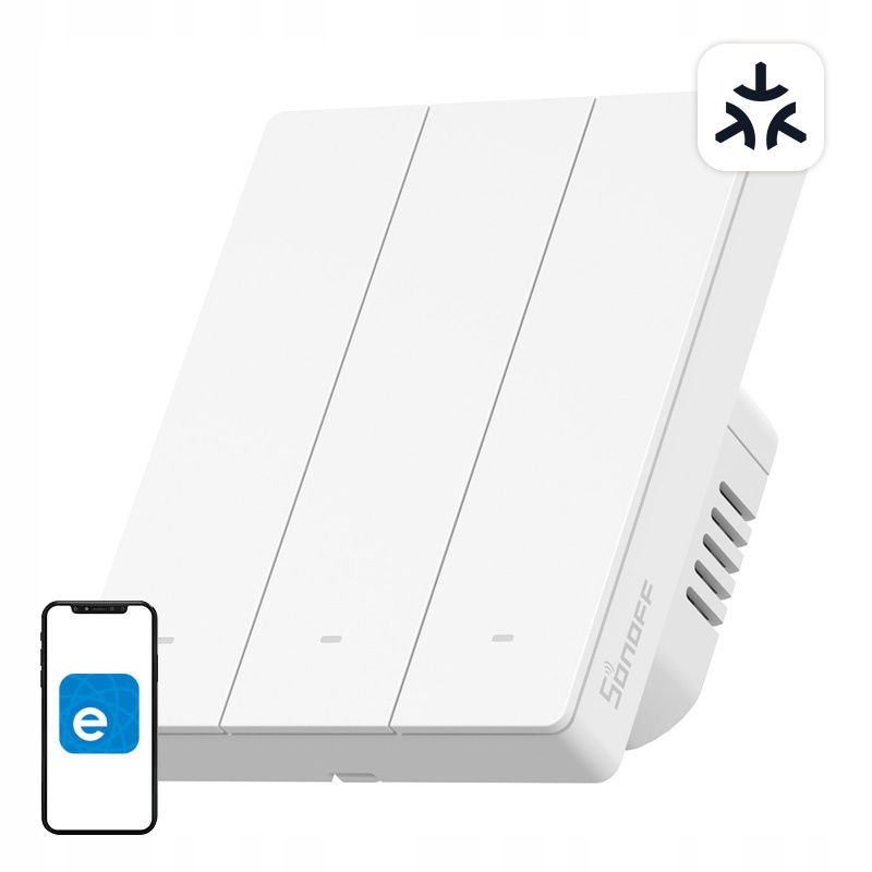 Inteligentní nástěnný WiFi spínač M5-3C-80W Matter (3-kanálový, pro rámečky)