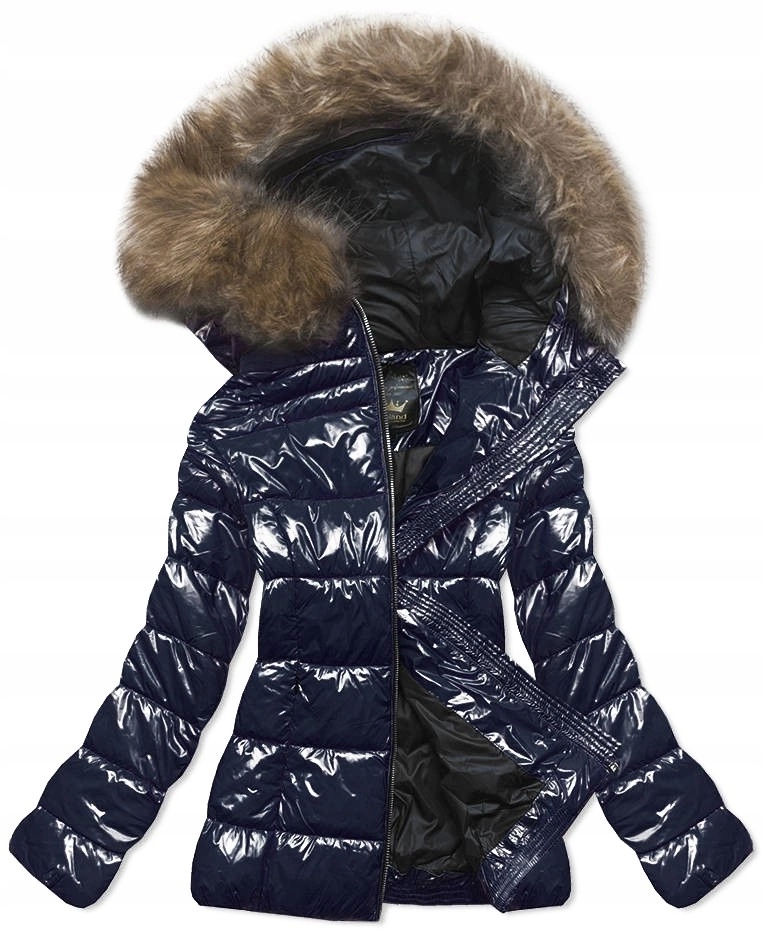 Lesklá Prošívaná Bunda 7695 Námořnická Modrá M (38)