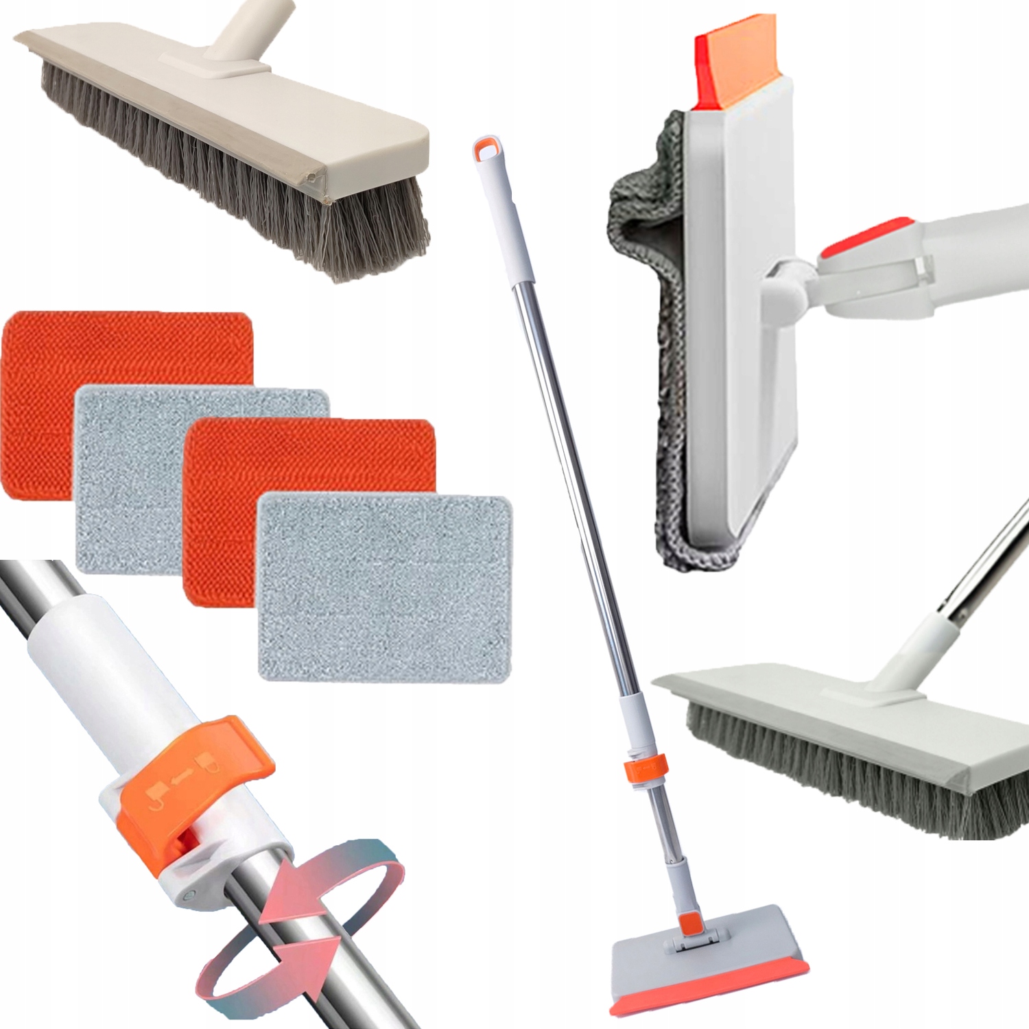 Levně Teleskopický mop na podlahy a dlažbu s kartáčovou hlavicí