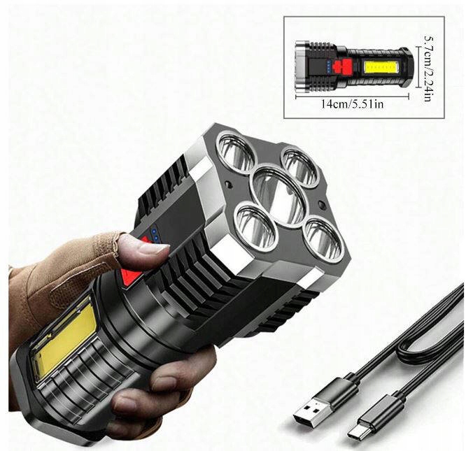 MOCNA MAŁA MEGA LATARKA TAKTYCZNA COB ZOOM LED USB AKUMULATOROWA Marka inna marka