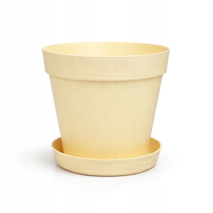 ZESTAW Doniczka 16cm+Podstawka 14cm,1,77L Stylowy Zestaw EKO, KOŚĆ SŁONIOWA
