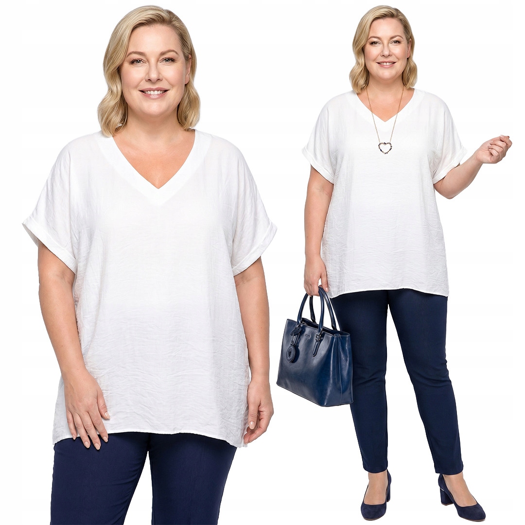 Bílá halenka s krátkým rukávem plus size velikost 60