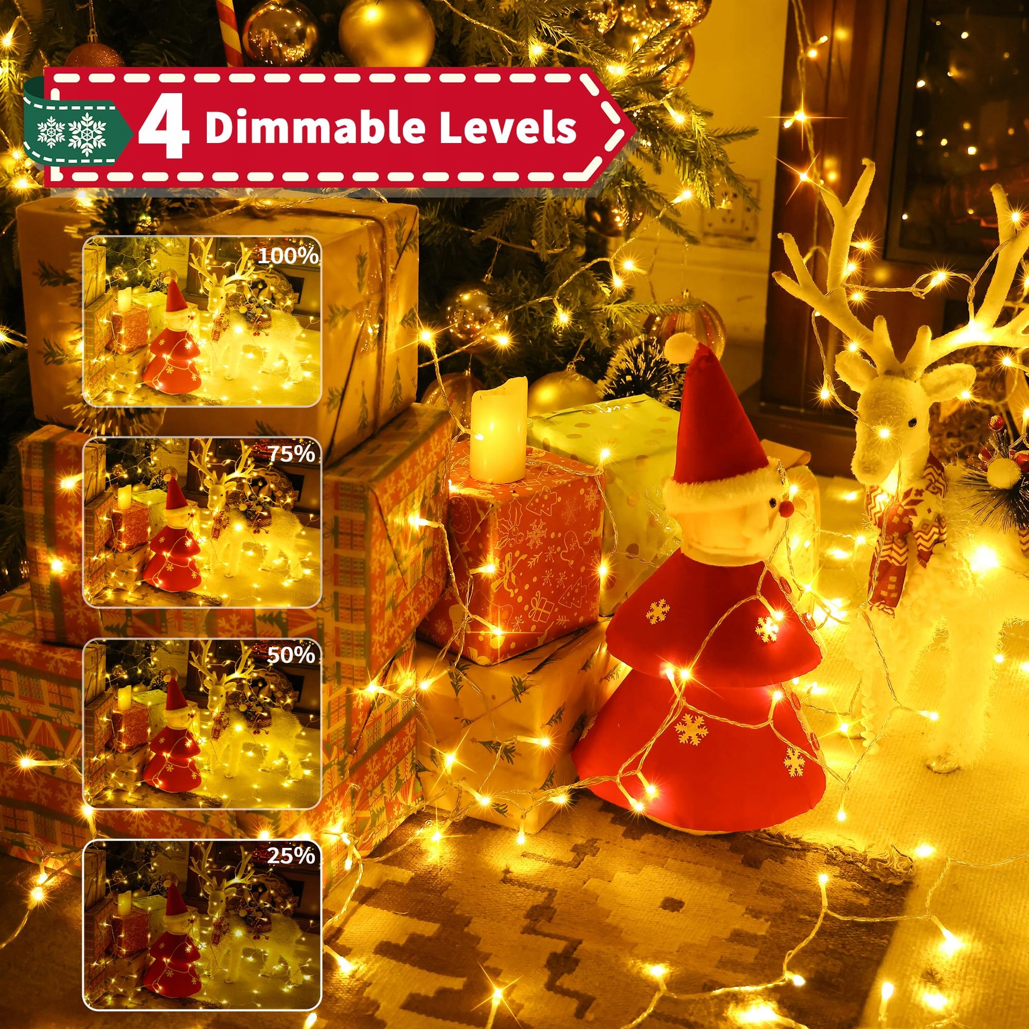 AURIOSTAR LAMPKI ŚWIĄTECZNE ŁAŃCUCH GIRLANDA ŚWIETLNA ZEWNĘTRZNA 20M 200LED — miniatura 4