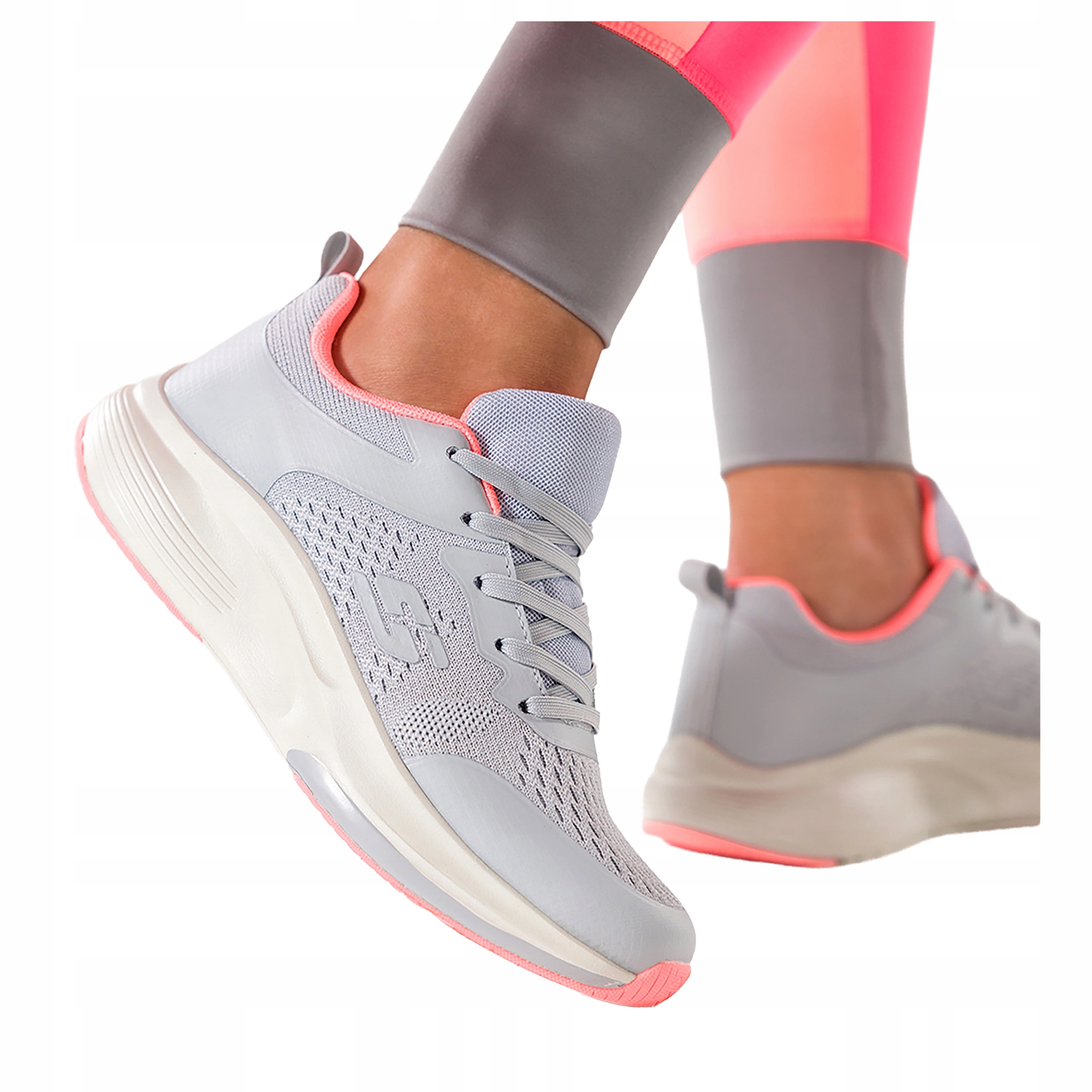 Šedé dámské tenisky na Trénink se šněrováním na sportovní platformě, velikost 40