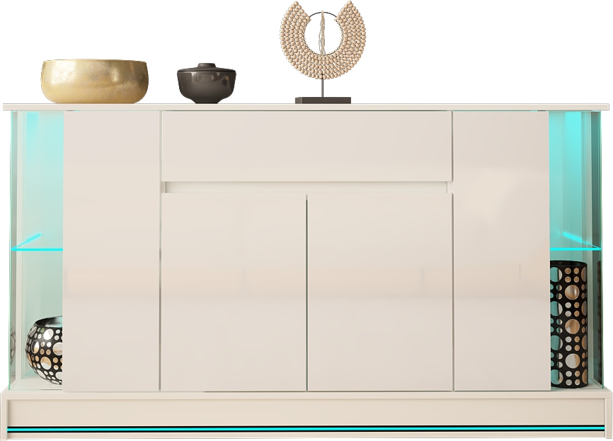 KOMODA EFECTO 2 160cm BIAŁY MAT POŁYSK + LED