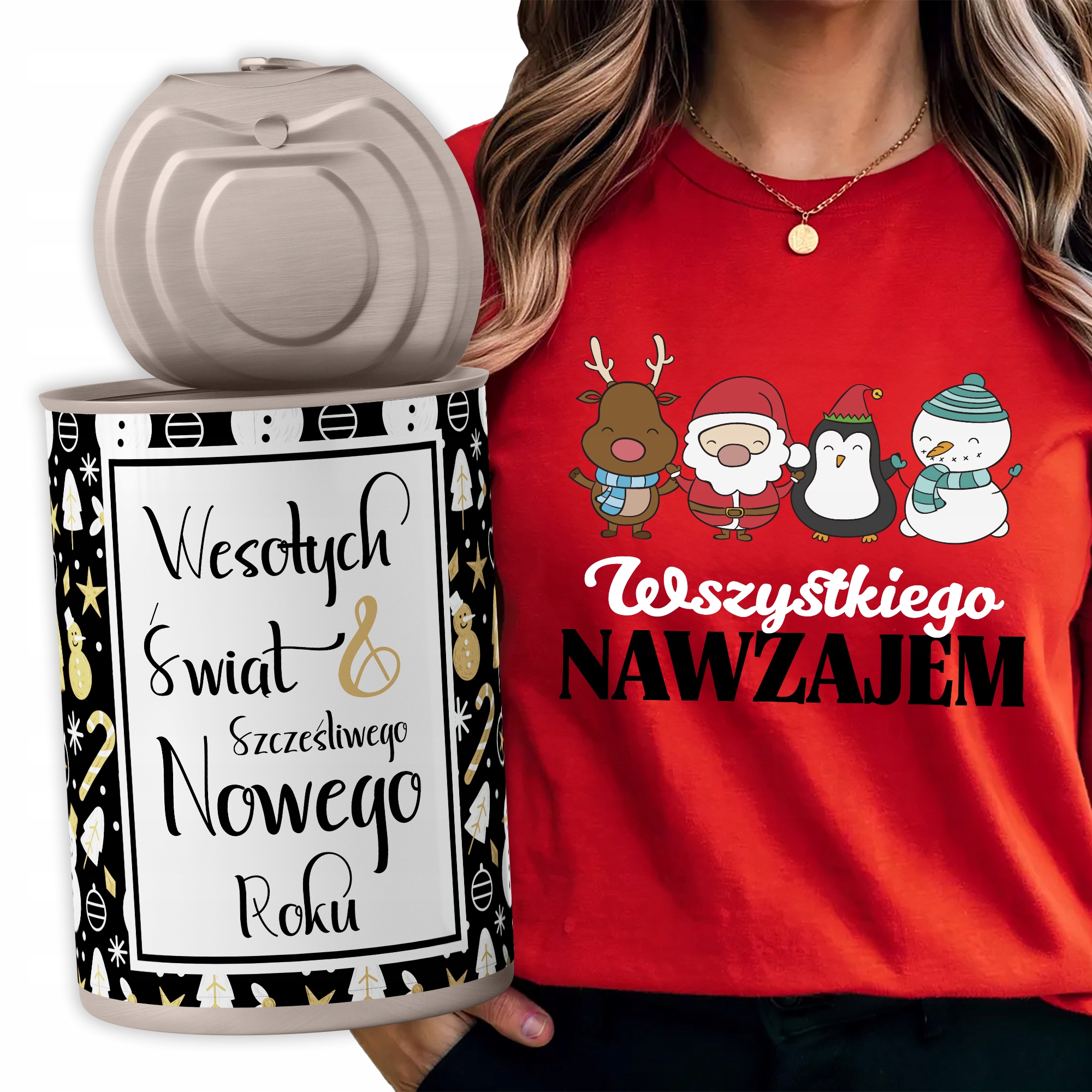 Tričko V plechovce Veselé Vánoce Červená Na Vánoce Všeho Navzájem L