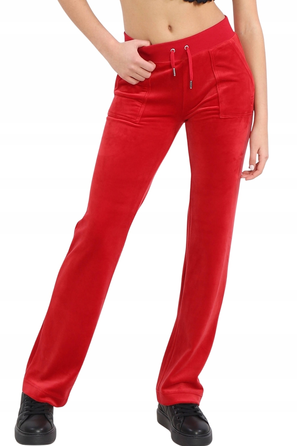Juicy Couture Červené dámské velurové kalhoty Del Ray Pocket Pant S