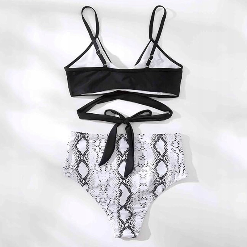 Strój kąpielowy dwuczęściowy bikini wysoki stan modelujący czarny L 40 Rozmiar L