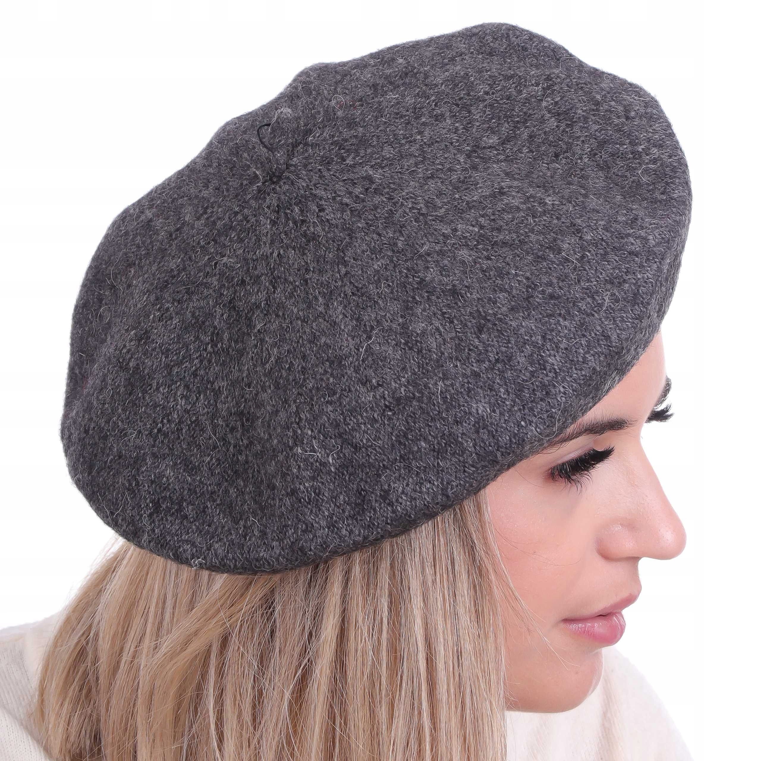 

Beret Wełniany damski z antenką francuski styl