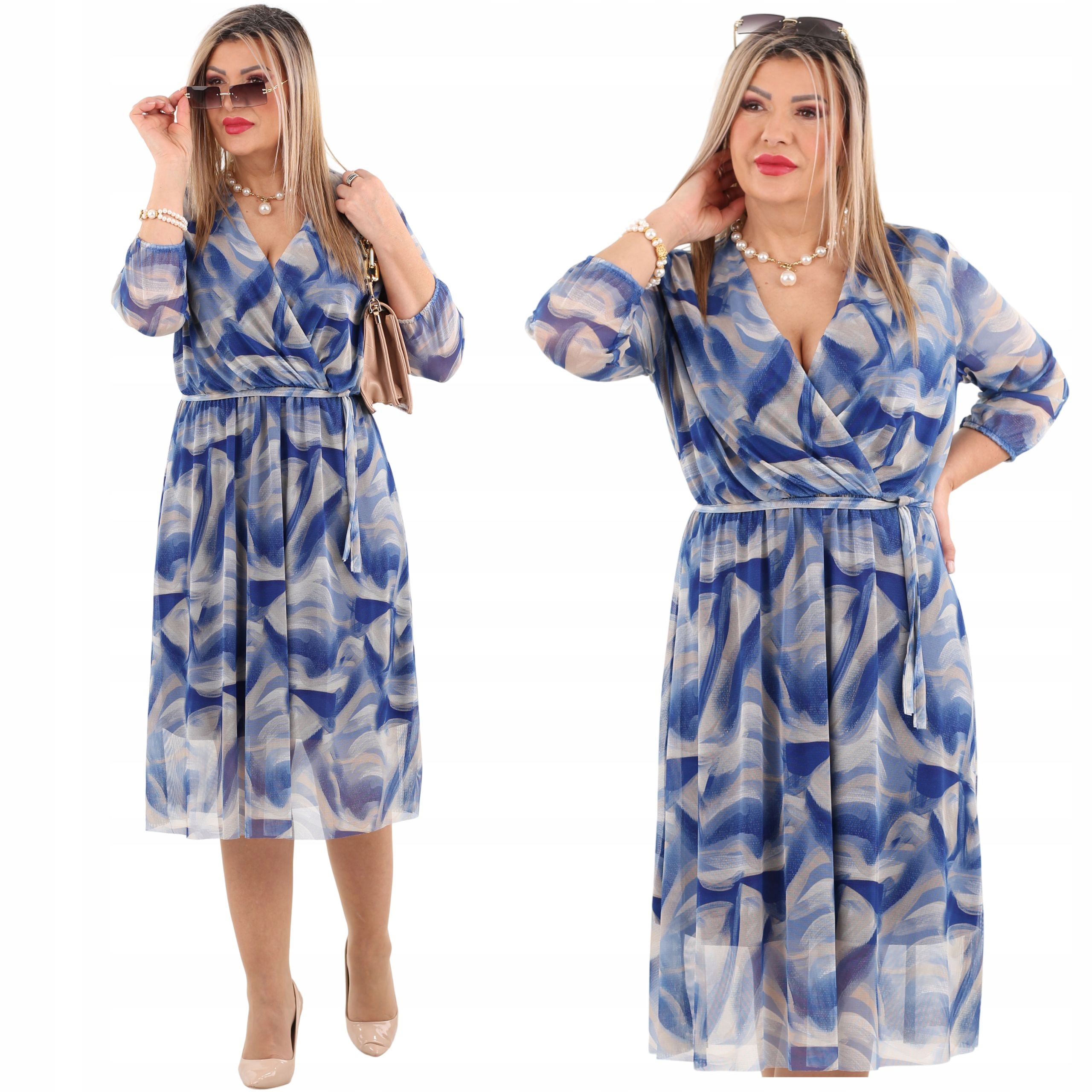 Sukienka siateczkowa Polski Producent duże rozmiary wizytowa midi