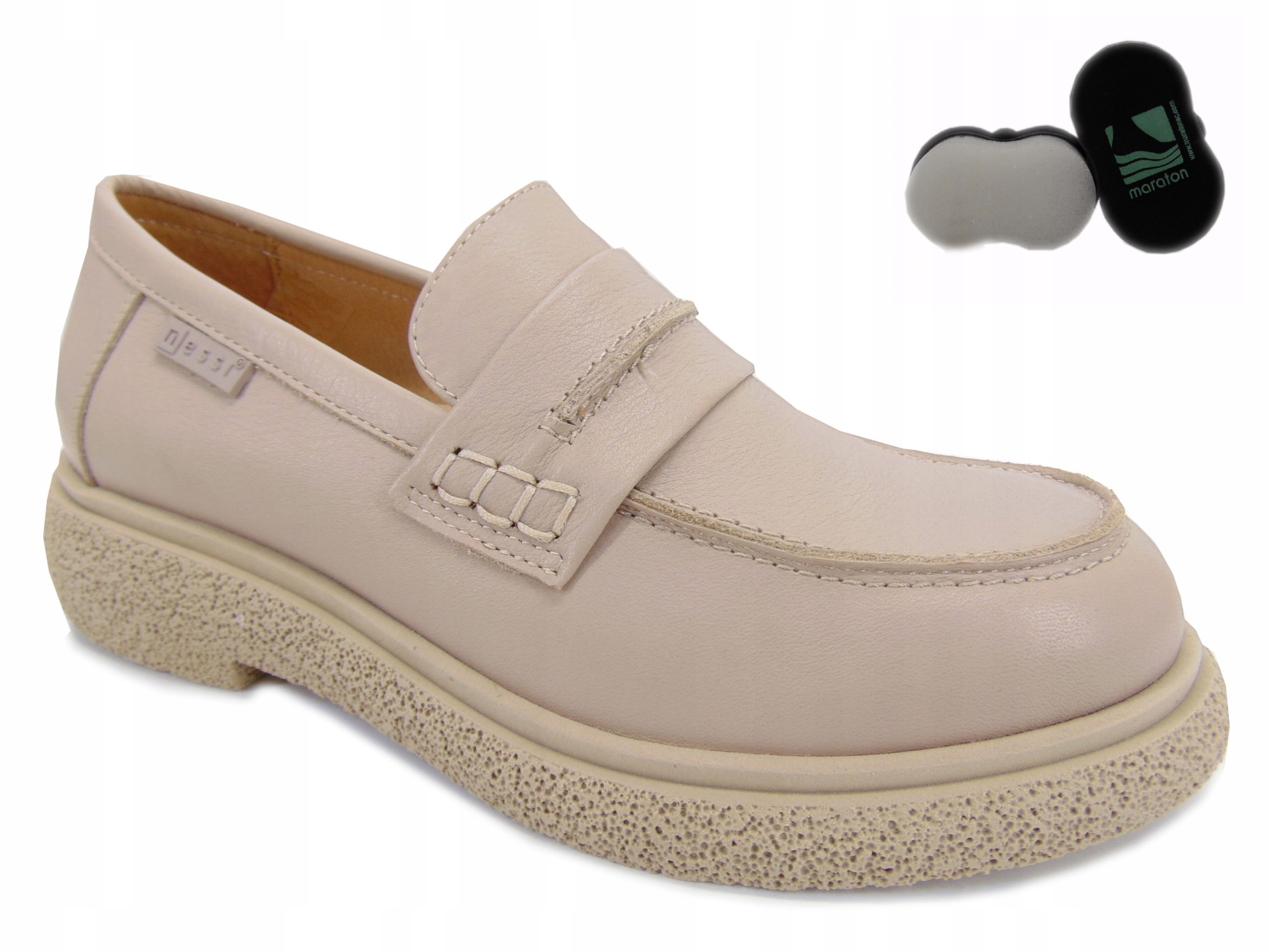 Nessi mokasyny 23426 02 skóra beż 40