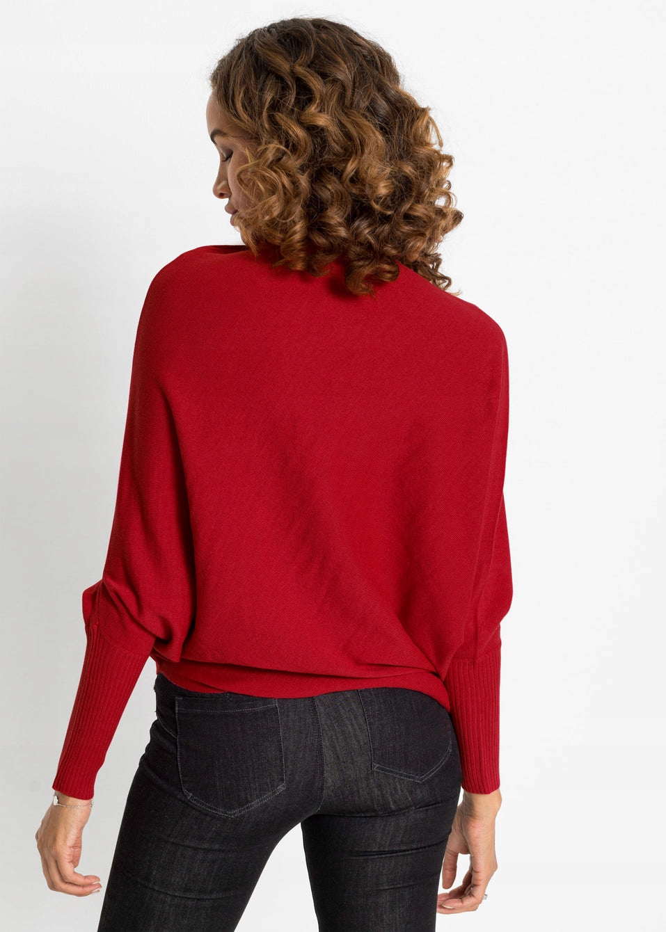 EA110 SWETER DAMSKI ASYMETRYCZNY Z DŁUGIM RĘKAWEM BONPRIX 36/38 CZERWONY Rozmiar 36